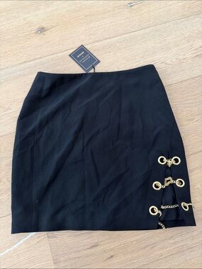 Michael Costello x Revolve Black Mini Skirt with Gold Chain Detail xxs